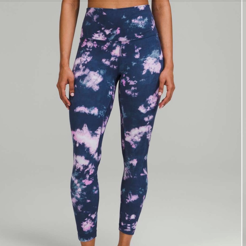 LULULEMON ALIGN HR LEGGINGS 28” in CIRCULATE TIE DIE MINERAL BLUE MULTI SZ 2 NWT